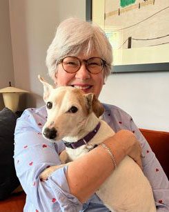 Elaine Ward holding a dog